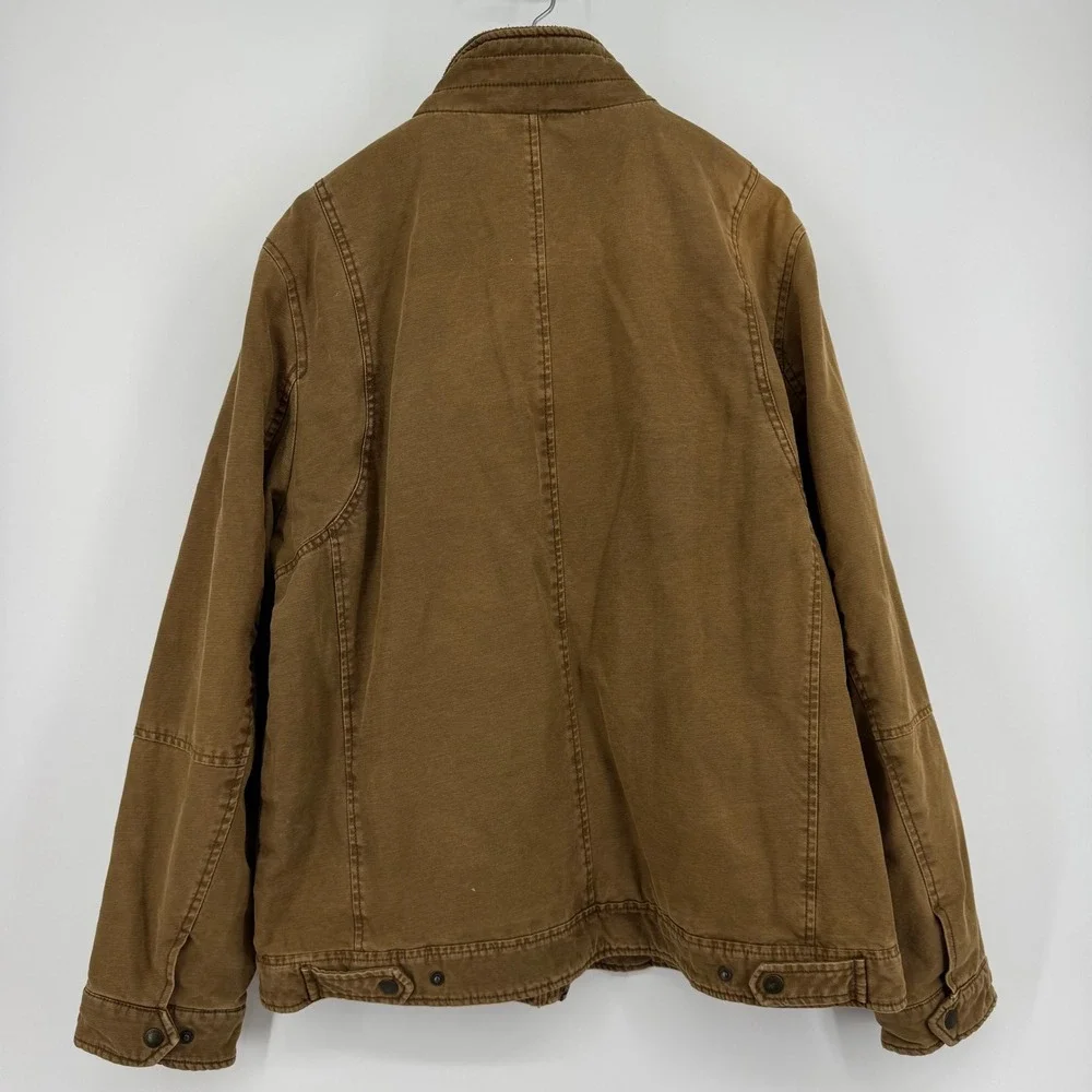 Y2K Levis Mens XL Brown Canvas Field Jacket Quilted Lined Military Utility Coat